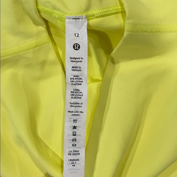 Lululemon Align HR Crop 21 “ Bright Yellow Women’s 12 NWT - Picture 8 of 9